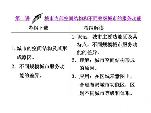 第七章第一讲城市内部空间结构和不同等级城市的服务功能