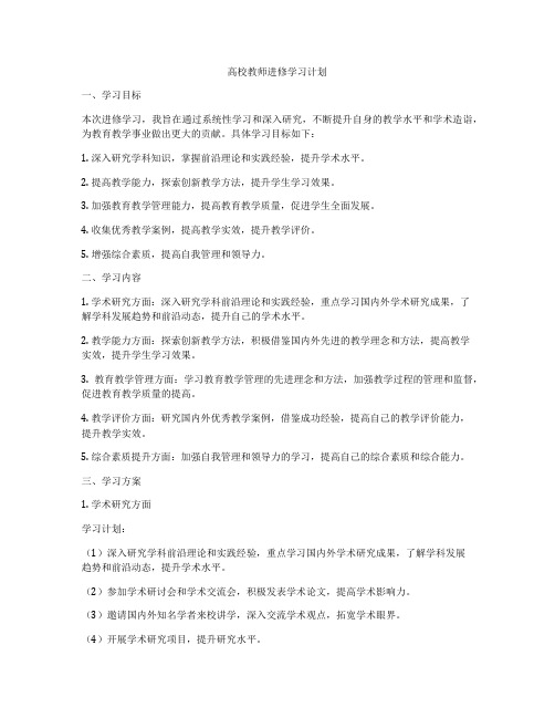 高校教师进修学习计划