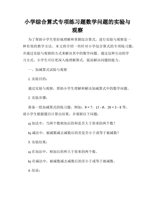 小学综合算式专项练习题数学问题的实验与观察