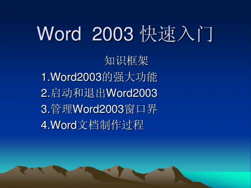 Word  2003 快速入门