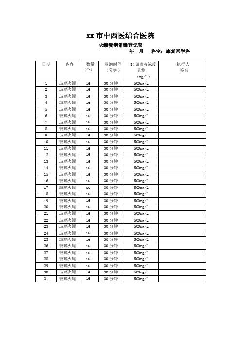 火罐浸泡消毒登记表