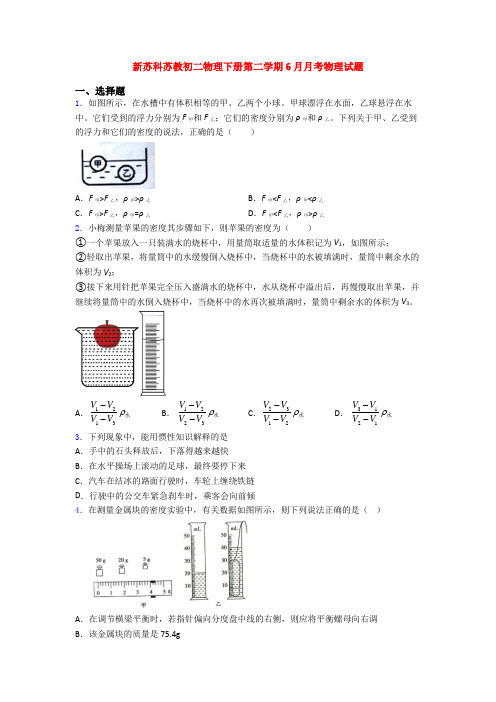 新苏科苏教初二物理下册第二学期6月月考物理试题