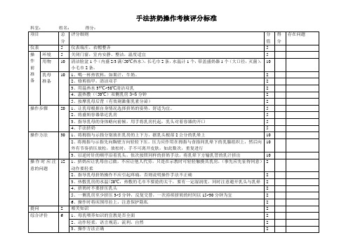 挤奶考核评分标准