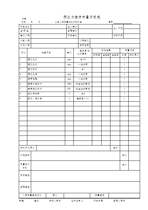 预应力锚索质量评定表