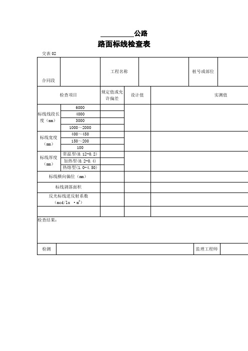 路面标线检查表