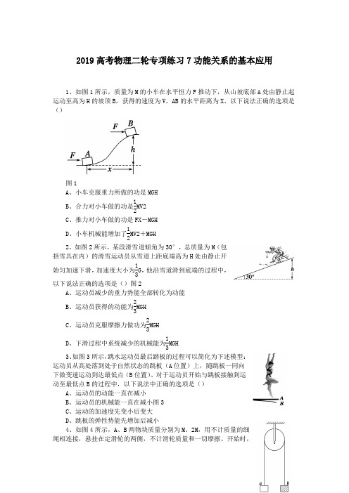 2019高考物理二轮专项练习7功能关系的基本应用