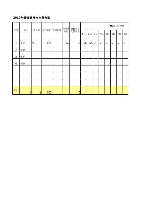 物业管理费及水电费收费表