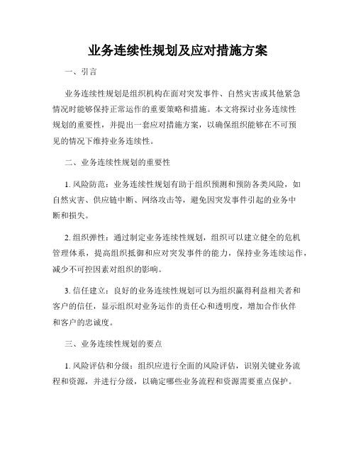 业务连续性规划及应对措施方案