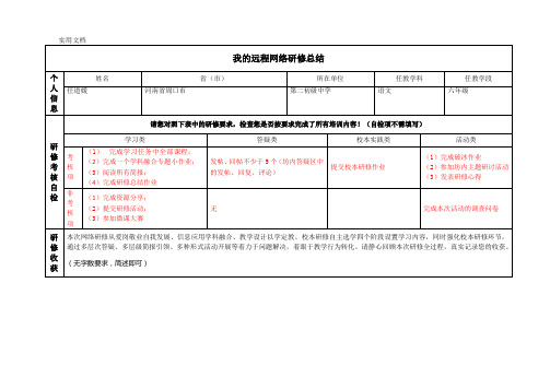 研修总结作业模板