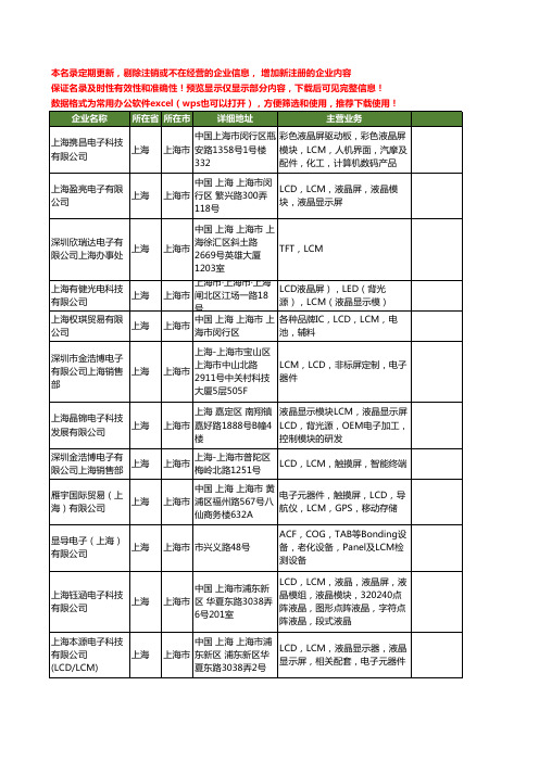 新版上海市LCM工商企业公司商家名录名单联系方式大全51家