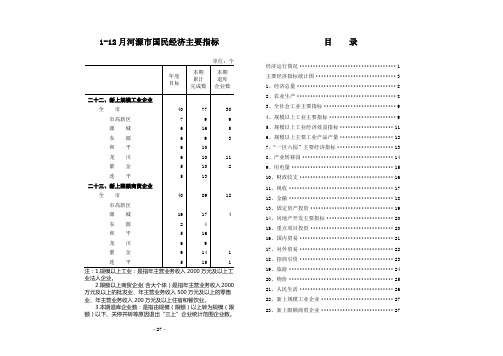 12月河源国民经济主要指标