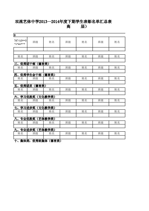 三好、优干班级、年级汇总(样表)