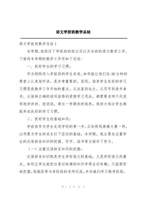 语文学前班教学总结