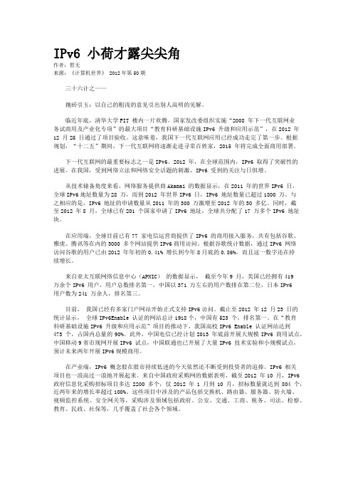 IPv6 小荷才露尖尖角