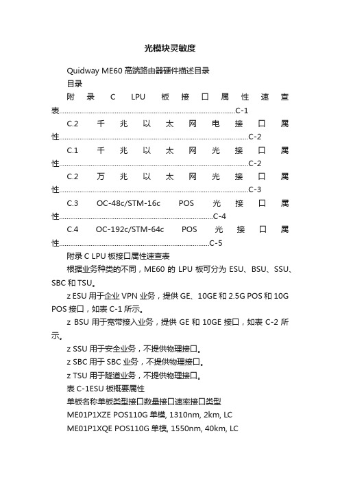 光模块灵敏度