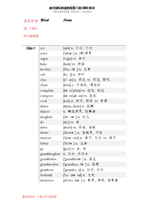 朗文国际英语教程第三册(SBS)分课单词含音标(精编文档).doc