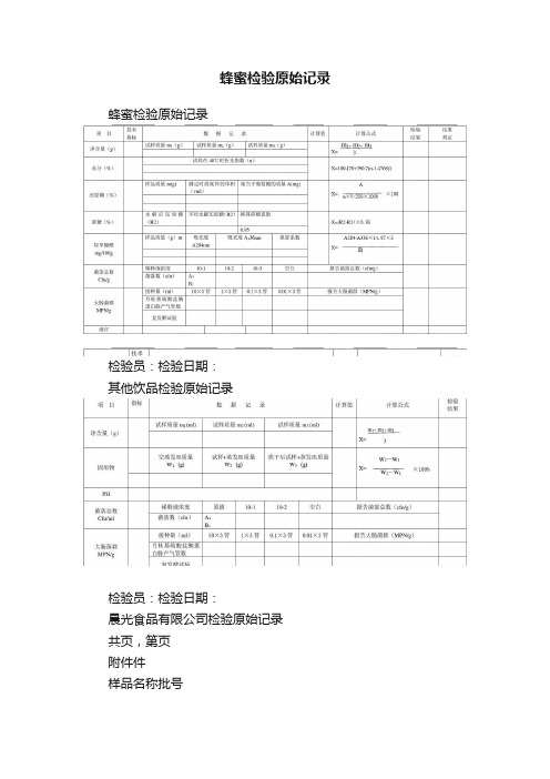 蜂蜜检验原始记录