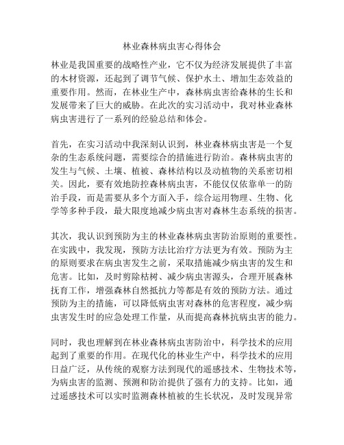 林业森林病虫害心得体会