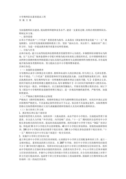 小学教师队伍素质提高工程