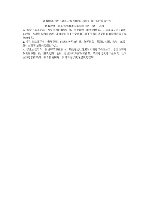 湘教版九年级上册第二课《瞬间的精彩》第一课时效果分析 刘凯