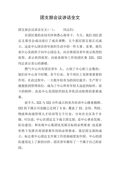 团支部会议讲话全文