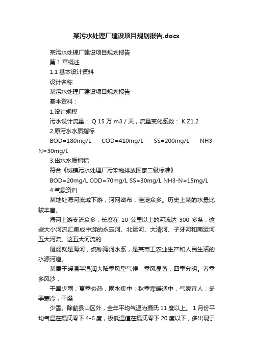 某污水处理厂建设项目规划报告.docx