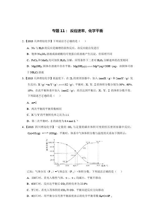 2015年高考化学真题-反应速率、化学平衡