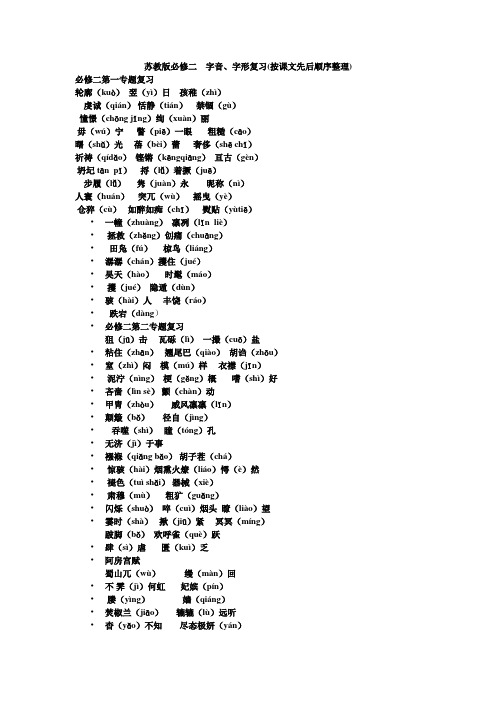 苏教版必修二  字音、字形复习(按课文先后顺序整理)