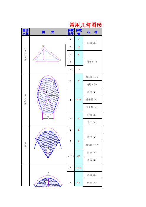 几何图形参数计算表