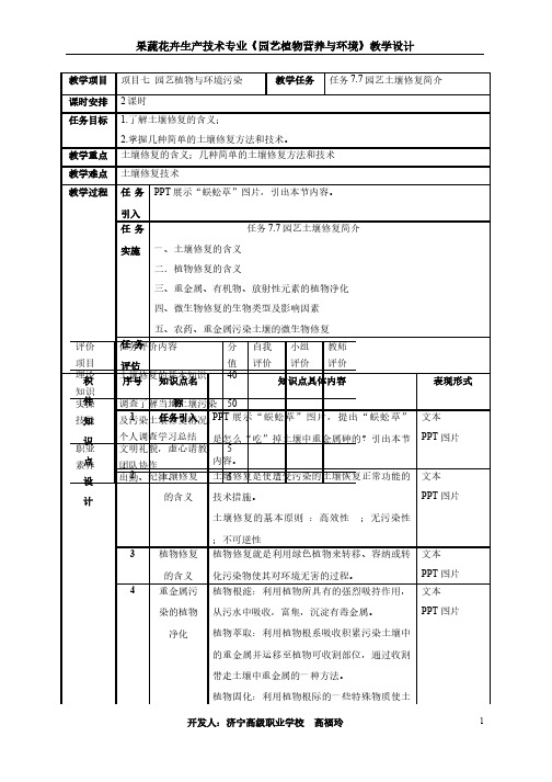 果蔬花卉生产技术专业《园艺植物营养与环境》教学设计