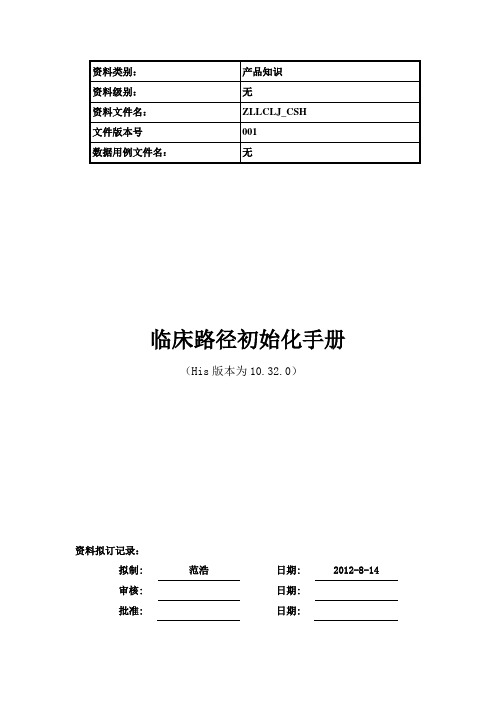 中联医院信息系统临床路径初始化操作手册