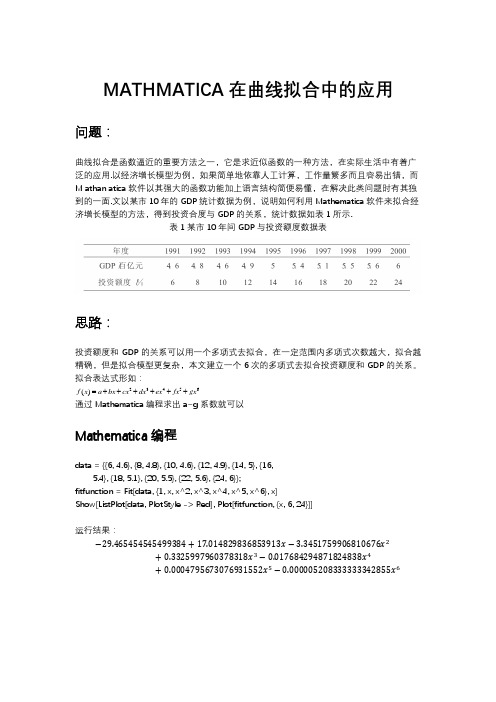 MATHMATICA在曲线拟合中的应用