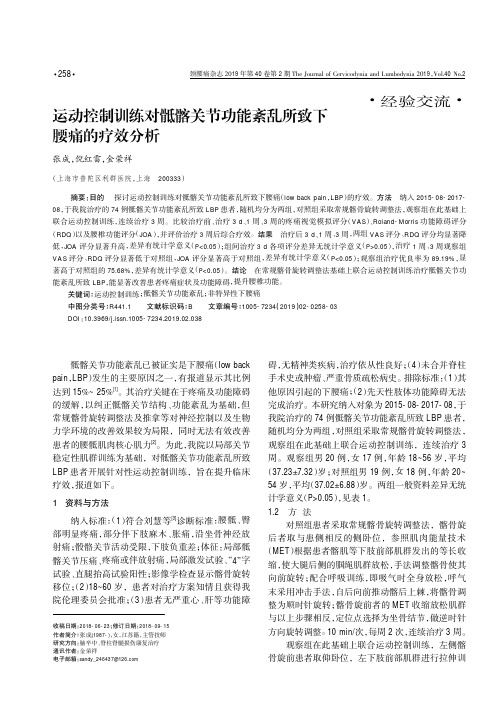 运动控制训练对骶髂关节功能紊乱所致下腰痛的疗效分析
