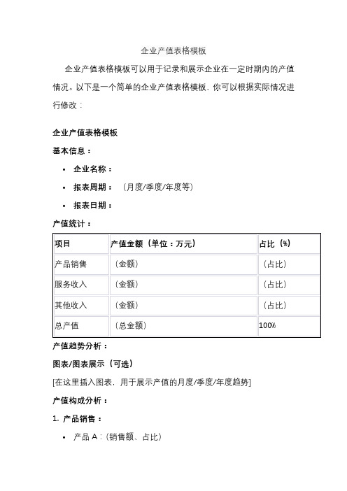 企业产值表格模板