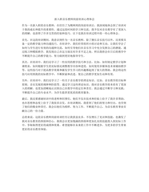 新入职音乐教师岗前培训心得体会