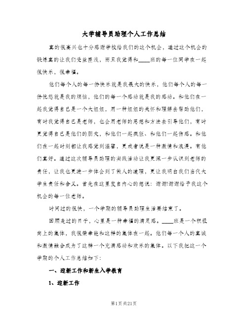 大学辅导员助理个人工作总结(6篇)