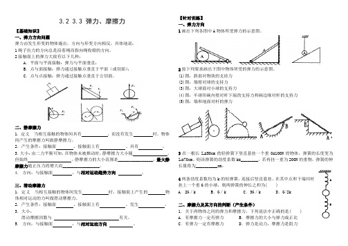 物理必修一 3.2 3.3 弹力 摩擦力 基础知识+练习题