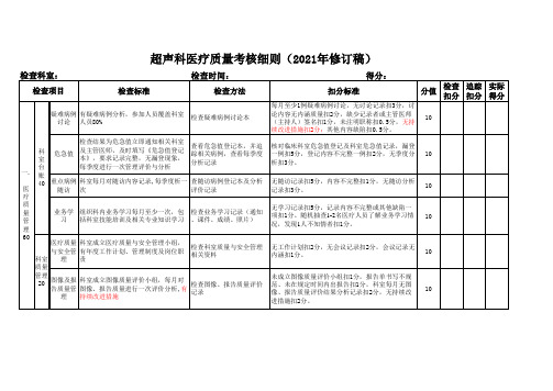 超声科医疗质量与安全管理持续改进评价标准2021版