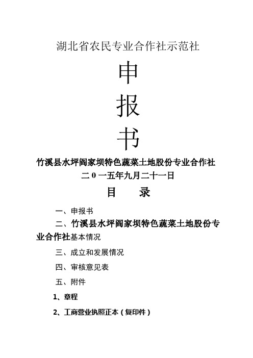 农民专业合作社示范社项目申请材料