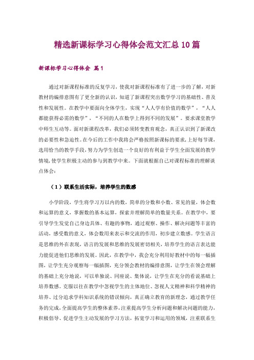 精选新课标学习心得体会范文汇总10篇