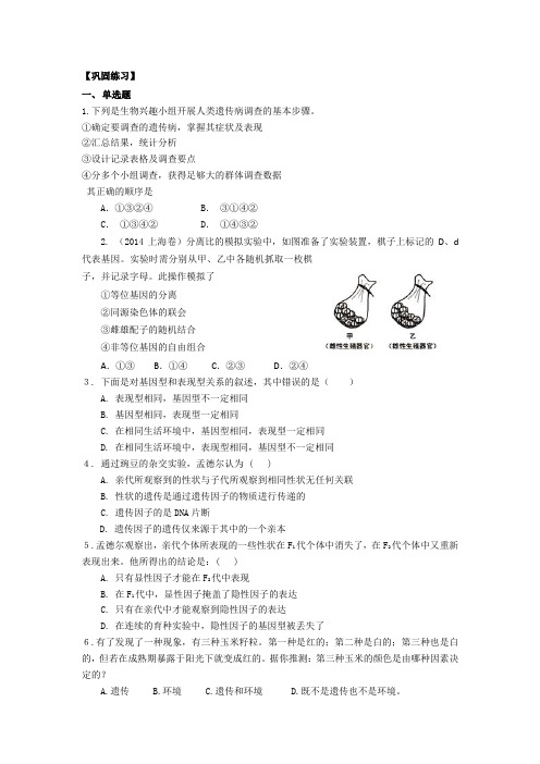 高考生物总复习含答案：遗传学研究方法及其应用