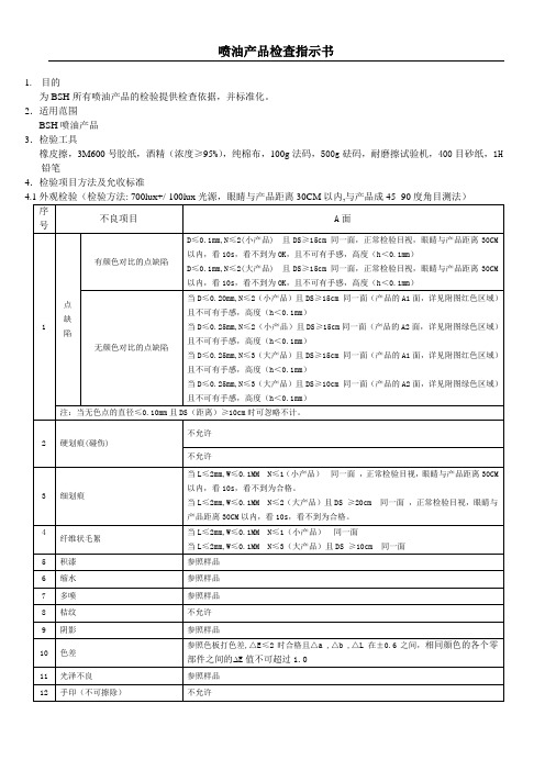 喷油品检查指导书