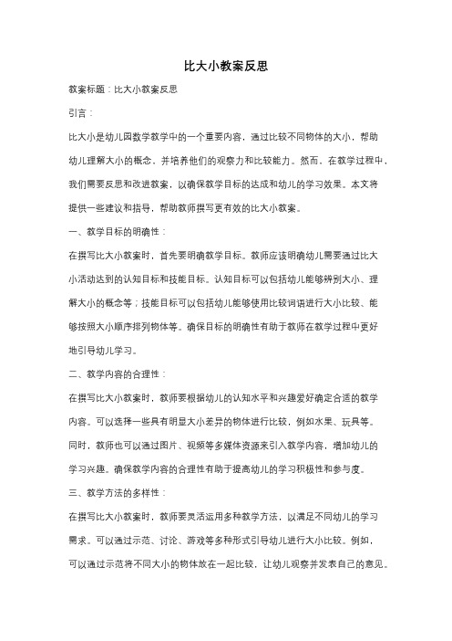 比大小教案反思