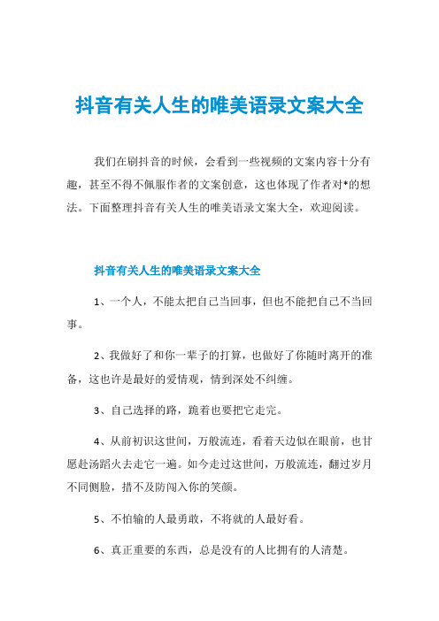 抖音有关人生的唯美语录文案大全