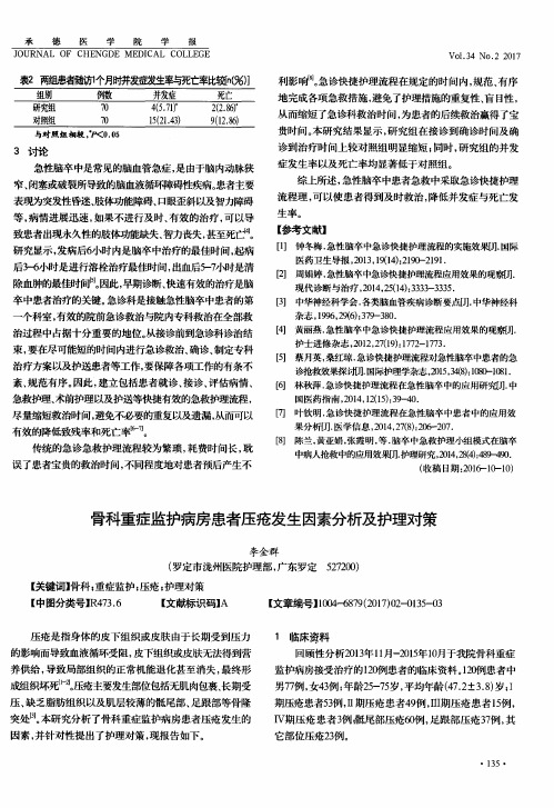 骨科重症监护病房患者压疮发生因素分析及护理对策