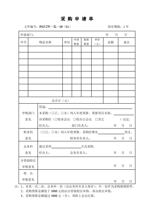 采购申请单