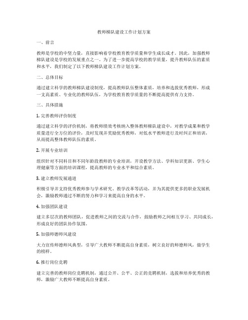 教师梯队建设工作计划方案