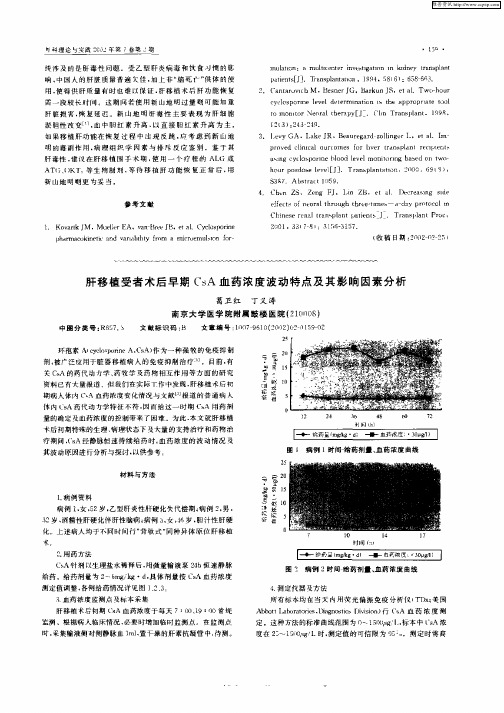 肝移植受者术后早期CsA血药浓度波动特点及其影响因素分析