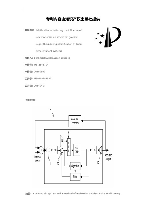 Method for monitoring the influence of ambient noi