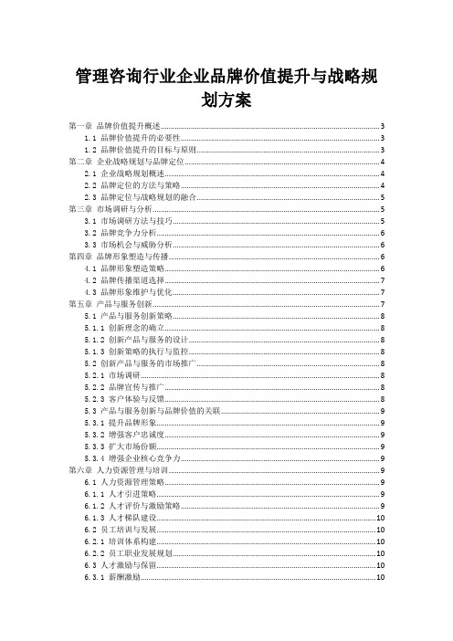 管理咨询行业企业品牌价值提升与战略规划方案